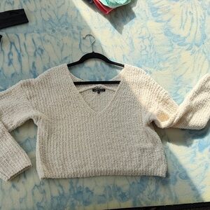 Kendall & Kylie Cream V-Neck Sweater